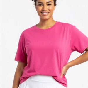 NWT Babaton Aritzia Martini Eros Pink Barbie Shortsleeve    Cotton Top XL